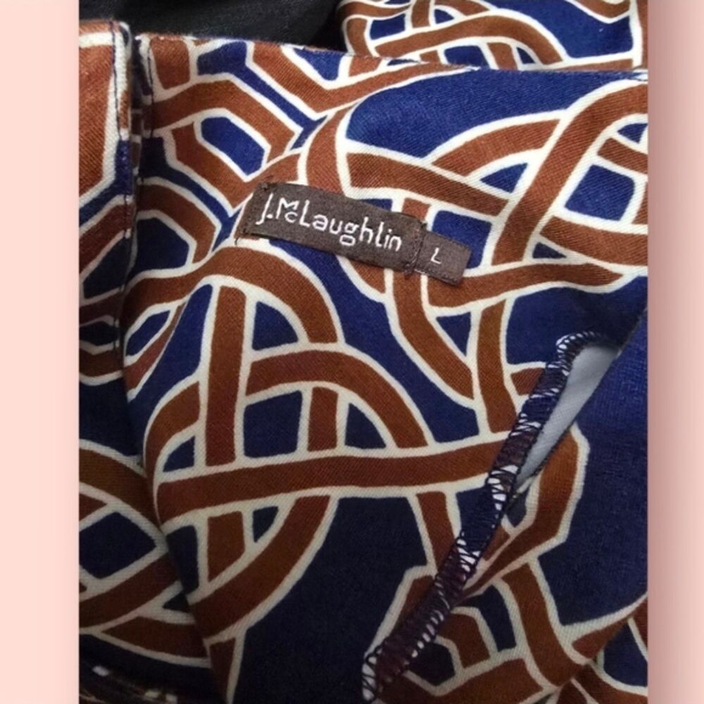 J. McLaughlin Catalina Catalyst Dress Celtic Geometric Pattern Blue/Brown C - Picture 4 of 4